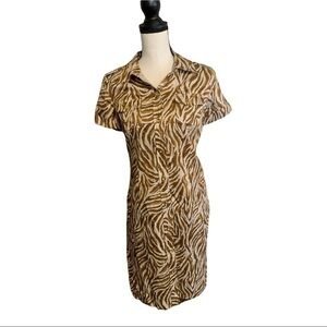 Charter Club size eight button up shirt dress, animal print. Short sleeves